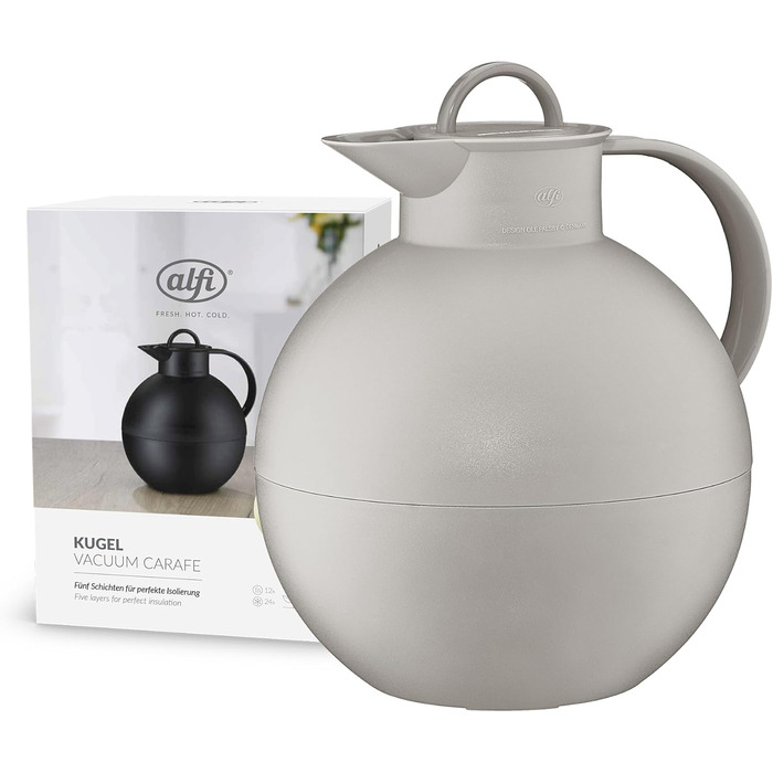 Термос Alfi Kugel 0.94л, Desert Grey Mat - дизайнерський термос з нержавіючої сталі, BPA-free