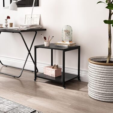 Двоярусний стіл для принтера Padma House з універсальними роликами 45 x 35 см, чорний. Модель SZCJ-20401-BK