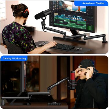 Стрічка-тримач для мікрофона Aokeo AK-55 для столу, низькопрофільна, регульована, сумісна з Aokeo Yeti, Snowball iCE, HyperX QuadCast, Elgato Wave