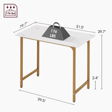 Комп'ютерний стіл BestOffice, 81,3 см, сучасний дизайн, золото, для дому, офісу, робочого кабінету