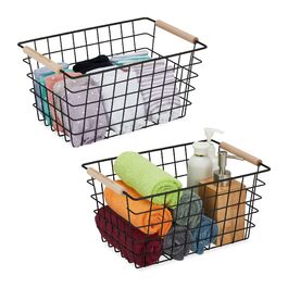 Набір з двох металевих кошиків Relaxdays з дерев'яними ручками