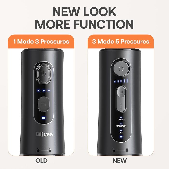 Набір для гігієни порожнини рота Bitvae: мундштук та електрична зубна щітка, 3 режими, 5 рівнів тиску, бездротовий, з 4 насадками для щітки та 4 насадками для мундштука, чорний