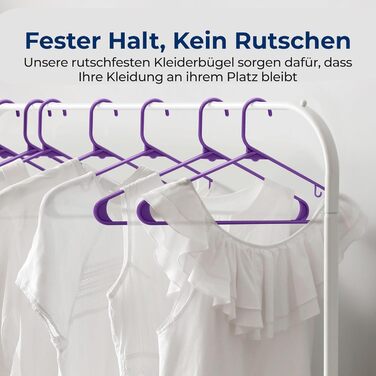 Плечики для одягу SereneLife, 30 шт., пластикові, антиковзні, економія місця, 0.6 см, 42 см, ультратонкі та міцні, з вирізами для плечей, фіолетові (10 шт.)