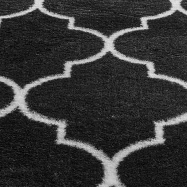 Дизайнерський килим Valetta з коротким ворсом для вітальні в скандинавському стилі бохо, що миється чорно-білий (чорно-білий, круглий, 120 см)