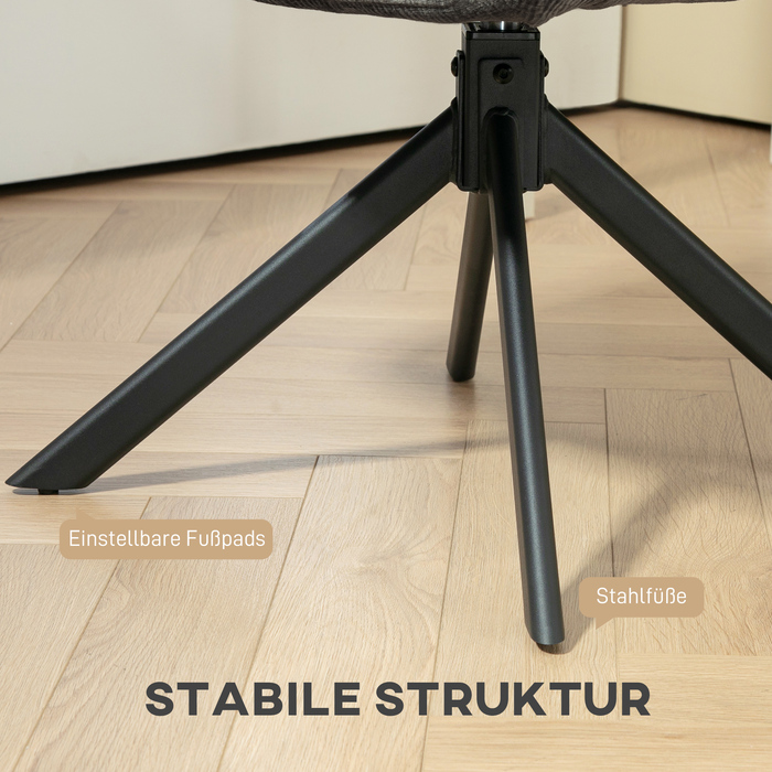 Крісло-шезлонг, акцентне крісло, сучасний дизайн, поворотне, до 120 кг, чорного кольору