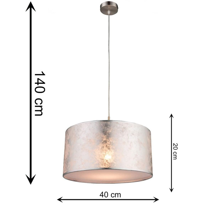 Світлодіодний підвісний світильник Globo зі сріблястим мармуровим абажуром Ø 40 см підвісний світильник Ø 40 см срібло