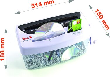 Шредер для паперу Peach PS500-40A: 10 листів, P-4, 21 літр, DSGVO, для офісу