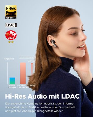 Навушники-вкладиші SoundPEATS Capsule3 Pro Bluetooth 5.3, Hi-Res, ANC, LDAC, 52H, додаток, Чорний