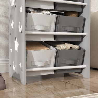 Полиця для іграшок Kinderregal для дітей старше 3 років, сіра, з 6 коробками з фетру, органайзер для іграшок, 43x30x60 см