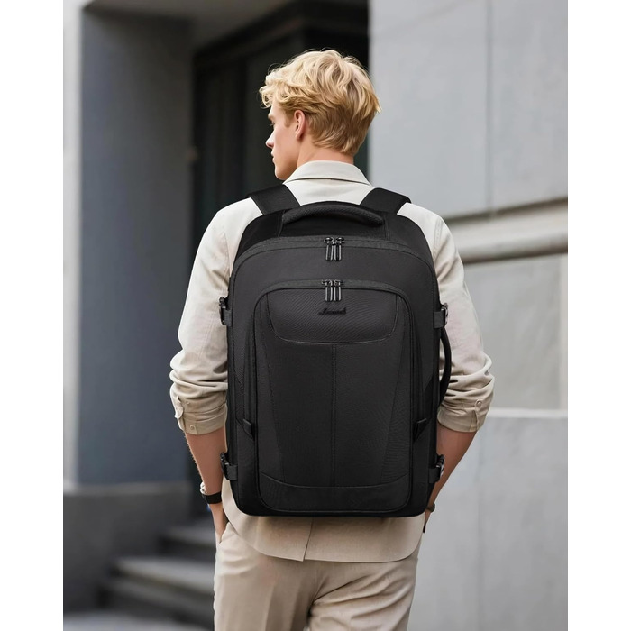 LOVEVOOK Рюкзак ручної поклажі, 18 дюймів, великий, для подорожей, авіакомпаній, чоловічий/жіночий, з відділенням для ноутбука, чорний