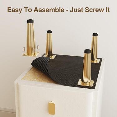 Нічний столик AQIMUELE, білий, з 3 шухлядами, 30 см, без встановлення, з екошкірою