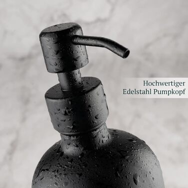 Набір дозаторів для мила MONOKO (4 шт.) чорного матового скла, 500 мл | Дозатори для шампуню, мила, кухні | Нержавіюча сталь, насосна головка | з наліпками