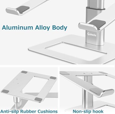 Підставка для ноутбука GOKEDA: ергономічна, регульована, з алюмінію, 11-17 дюймів