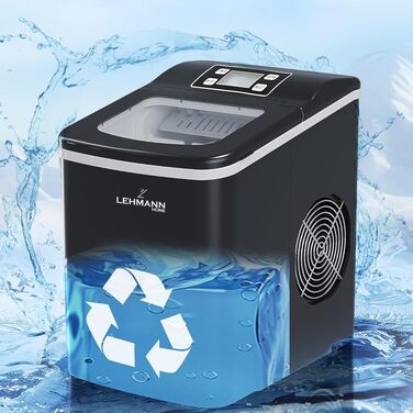 Машина для приготування льоду Lehmann - швидке виробництво, 2 розміри, 12 кг/24 год, для дому, вечірки, офісу, кемпінгу (2 л)