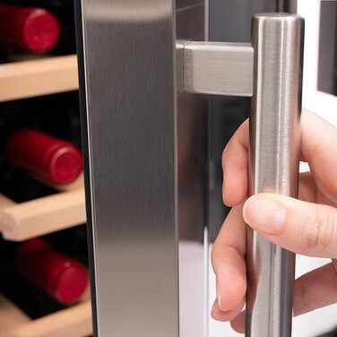 Винний шкаф Cecotec Bolero Grandsommelier 830 Coolcrystal: охолодження, терморегуляція 8-18°C, сенсорне управління, LED, для 12 пляшок (Inox + Holz)