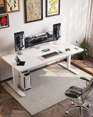 Регульований стіл Devoko з USB-роз'ємом, електричний, 160x70 см, білий