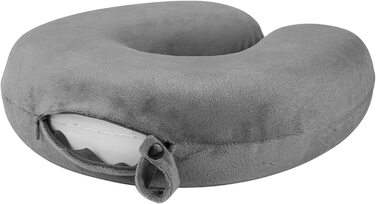 Подушка для шиї WELLGRO - піна з ефектом пам'яті - застібка-блискавка - подушка для подорожей з ремінцем для перенесення - 28x28x9 см (ДхШхВ) - колір на вибір