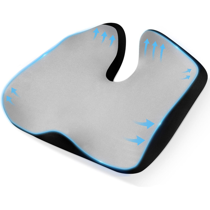 Ортопедична подушка для сидіння на офісне крісло, для спини, з memory foam, сіра