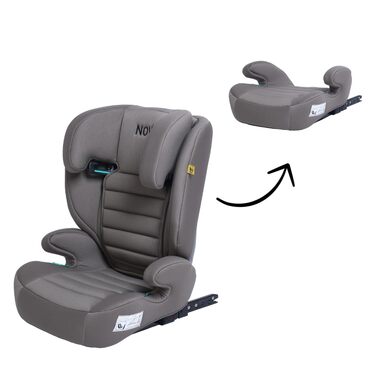 Дитяче крісло/автокрісло Novi Baby James Premium i-Size ISOFIX, від 3,5 до 12 років, від 100 до 150 см, регулюється до бустера, регульований по висоті підголівник, знімна спинка (сіро-коричнева)