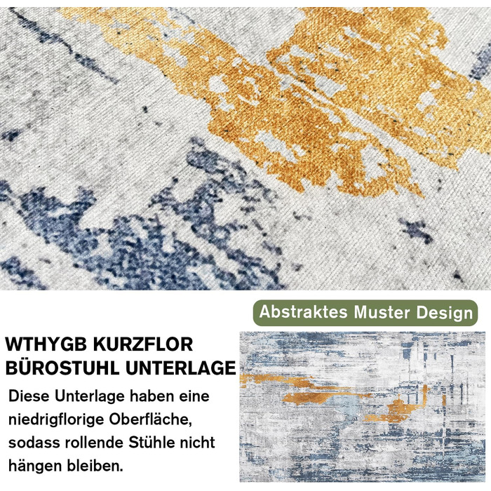 Захисна килимок під офісний стілець WTHYGB для захисту підлоги (90x120 см, синьо-жовтий)