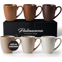 Набір кавових чашок Miamio Palmanova (бежевий) – 6 шт, 400 мл – сучасна кераміка, матова поверхня