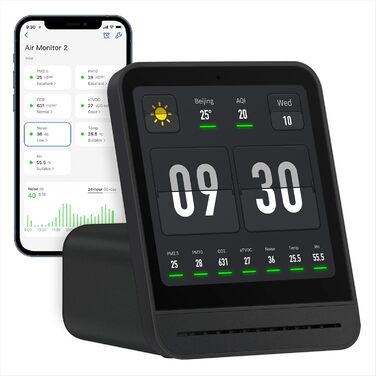 Монітор якості повітря Qingping Gen 2: PM2.5, CO2, PM10, температура, вологість, шум. Оновлений моніторинг та будильник