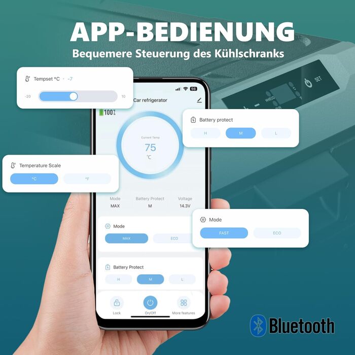 Автохолодильник EUHOMY 35L з Wi-Fi та компресором: портативний холодильник-морозильник 12/24V та 220-240V для авто, кемпінгу, подорожей. Чорний, 35 літрів, з колесами та кошиками.