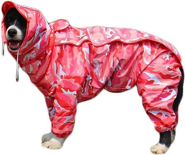 Макінтош для собак з капюшоном, регульований, водонепроникний, дощовик для ніг, комбінезон для вулиці (рожевий, розмір 30)