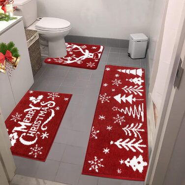 Набір килимків для ванної кімнати 3 шт. М'який плюш, антиковзаючі, для туалету, під душ, 45x65 см + 45x120 см + 50x60 см