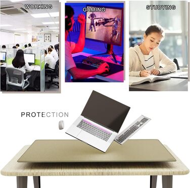 Килимок на стіл MAIDERN XXL 100x60 см двосторонній (шкіра та корк), водонепроникний килимок для миші та робочого столу для офісу та геймінгу, чорний