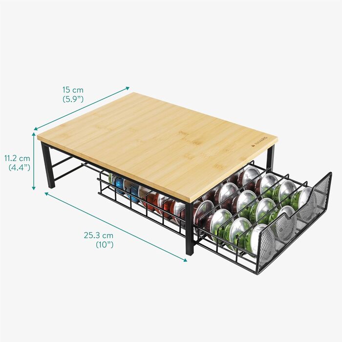 Тримач для капсул Tassimo Navaris з бамбука та заліза - органайзер для 54 капсул - чорний