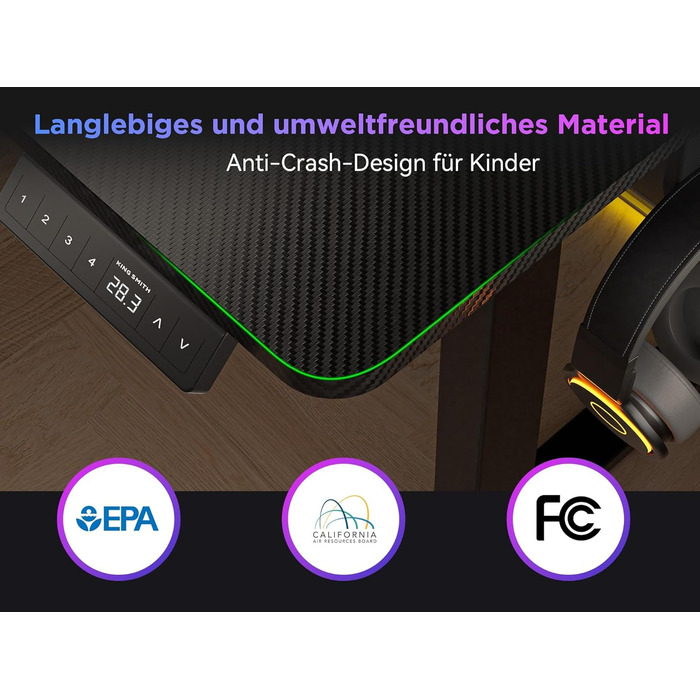 Електричний кутовий стіл WALKINGDESK 160 x 140 см з регулюванням висоти, чорний. Стіл для офісу, геймінгу та дому з кабелеуправлінням