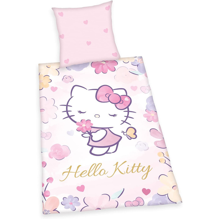 Комплект постільної білизни Klaus Herding Hello Kitty 80х80 см + 135х200 см рожевий