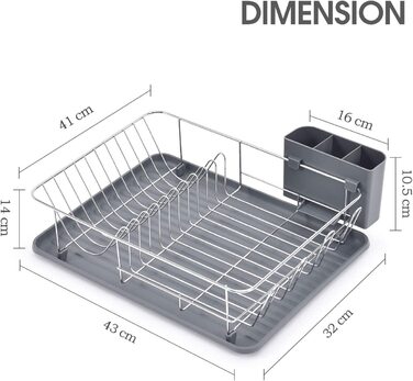 Сушильна стійка Kingrack з піддоном для зливу, сіра стійка для посуду великої місткості, посуд для зливу з висувною підставкою