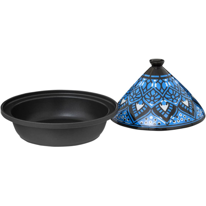 Тажин WEB2O з нержавіючої сталі, класичний дизайн, блакитний колір, для індукційних та склокерамічних плит, 30.20 x 30.2 x 23 см