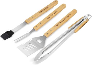 Набір барбекю 4 шт. з нержавіючої сталі: інструменти для гриля, аксесуари для барбекю, подарунок для чоловіків, набір у кейсі для дачі та кемпінгу