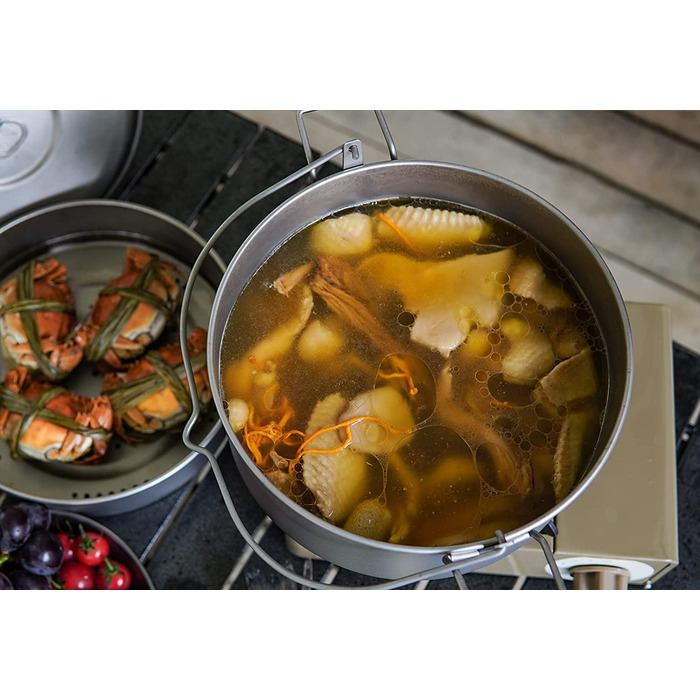 Набір посуду iBasingo 4.5L та 2L: каструля, пароварка, для кемпінгу, пікніка, туризму. Підходить для 3-5 осіб.