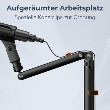 Тримач для мікрофона на стіл, регульований кронштейн 1/4-3/8-5/8 дюйми для Blue Yeti, Fifine, HyperX, мікрофонів/веб-камер/DSLR камер для студії, подкастів, стрімінгу (7-50 см)