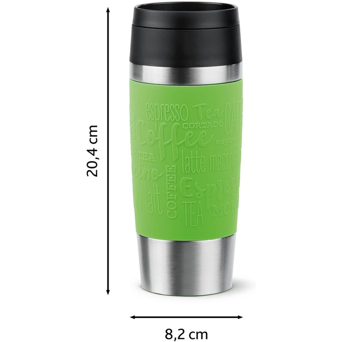 Термокружка Emsa N20210 Travel Mug Classic з нержавіючої сталі, 0.36 л, з кришкою-гвинтовою, ізоляція 4г гаряче/8г холодне, 100% герметична, для миття в посудомийній машині, з поворотним отвором для пиття (лімонний колір)