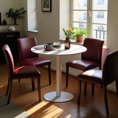 Круглий обідній стіл для кухні, вітальні, балкону - 70x70 см, білий