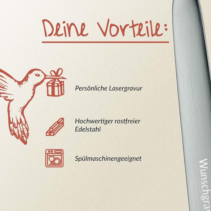 Набір дитячого столового прибору WMF Kinderbesteck з гравіюванням (4 шт.) - ідеальний подарунок на хрещення. Дитячий столовий прибор WMF від 4 років з індивідуальним гравіюванням. Подарунки на хрещення для хлопчиків