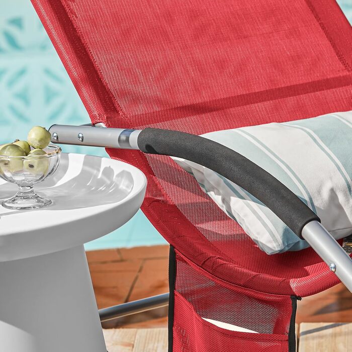 Шезлонг SoBuy для 2 осіб, червоний: стійкий до погодних умов, з підголівником, для саду, тераси, балкону, кемпінгу (150 кг)