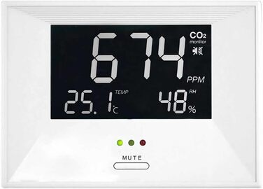Вимірювач CO2 Dostmann TFA 31.5003 AIRCO2NTROL LIFE з датчиком температури та вологості, з функцією оповіщення, білий