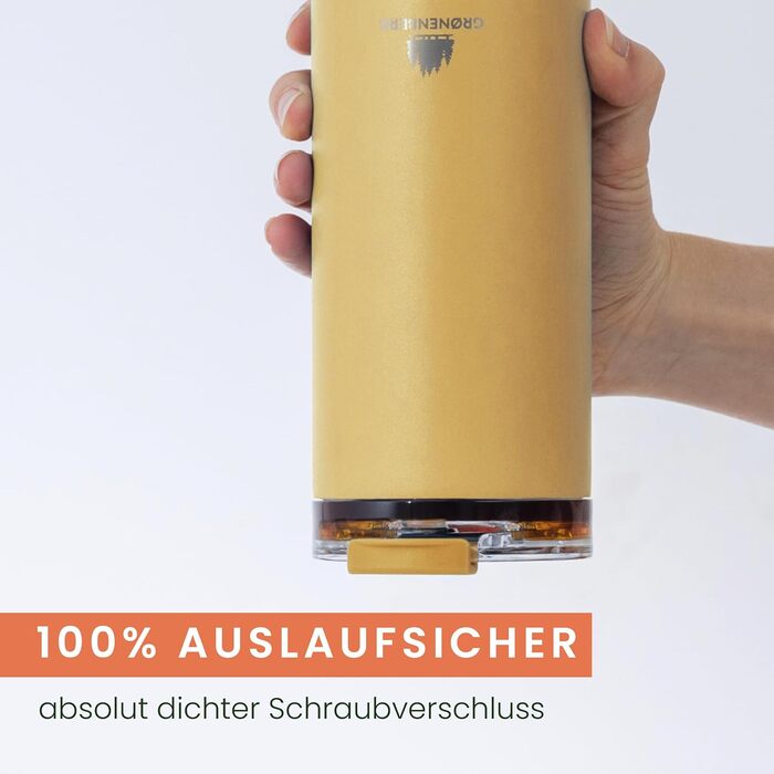 Термокружка Groenenberg 473 мл | Зберігає тепло до 4 годин | З екологічного нержавіючого сталі (гірчичний)