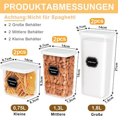 Герметичні контейнери для зберігання продуктів з кришкою, набір 6 шт (до 1,8л)