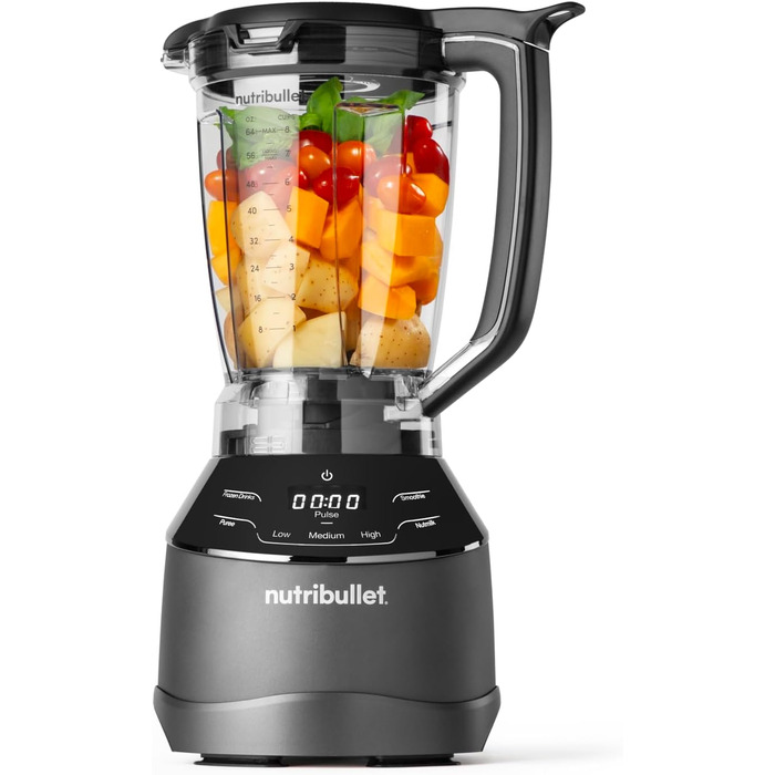 Повнорозмірний блендер nutribullet Combo, 1200 Вт, глечик 1,89 л, банки 946 мл і 710 мл, чорний, NBF500MB