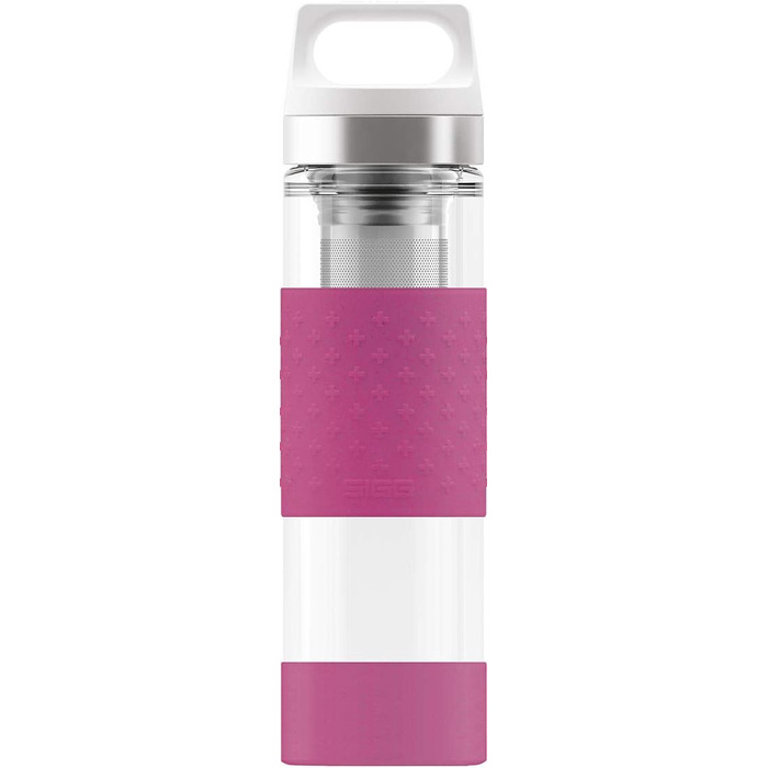 Скляна термопляшка для гарячого та холодного пиття SIGG (0,4 л), ізольована пляшка для води, термопляшка зі скла з силіконовим захистом Berry