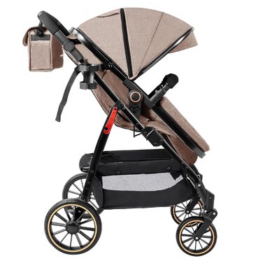 Дитяча коляска 3 в 1 PU-Leder, зручна багатофункціональна комбінована коляска, алюмінієвий шасі, комплект (L518 Khaki), моделі 3 в 1 V8 Khaki