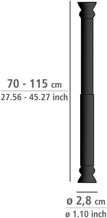 Телескопічна душова штанга WENKO, висувна душова шторка для затиску без свердління та без залишків, виготовлена з нержавіючого та міцного алюмінію, Ø 2 x (70 -115 см, чорний)