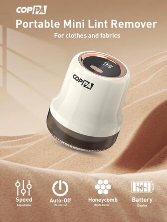 Електричний видальник ворсу для одягу та меблів COPPA з 6 лезами та індикатором заряду